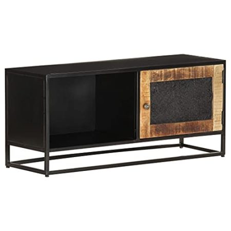 GaRcan Raues Mangoholz, TV-Schrank, Industrie-Stil, Lowboard, TV-Möbel, Tisch, Sideboard, TV-Schrank, HiFi-Schrank, 90 x 30 x 40 cm