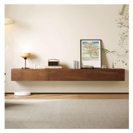 TV Lowboard Hängend An der Wand montierter TV-Schrank, schwebender TV-Regalständer, moderner, platzsparender Holz-Media-Entertainment-TV-Konsolenschrank mit nach unten klappbarer Tür TV Schrank Hängen