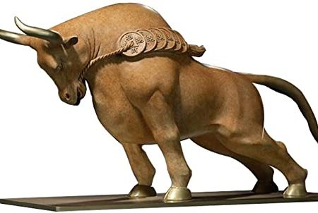 GTTFX Bull Statue Figurine Moderne Tierskulptur Ornamente Kupfer Handwerk für Zuhause Wohnzimmer Zubehör Geburtstagsgeschenke