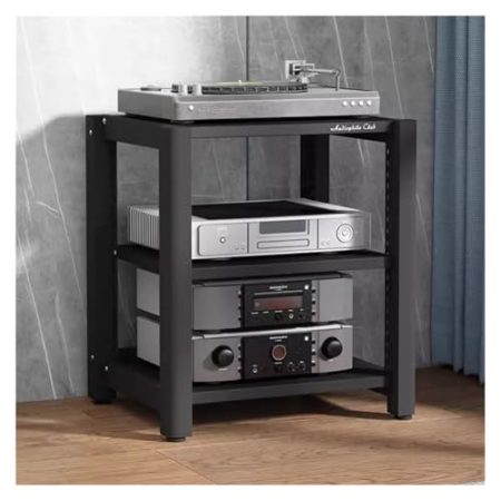 audio rack hifi regal 3-stöckiger Medienständer For Wohnzimmer, Kleines, Robustes Eckregal, Audio-Vedio-Stereo-Komponentenregal, CD-DVD-Plattenspieler, TV-Lautsprecher, Verstärker, Regale For Heimclub