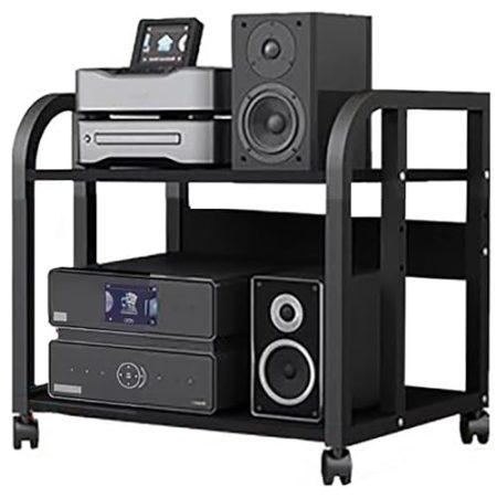 Generisch AV-Medienständer, Stereo-Komponentenschrank aus Holz, Rollwagen für Audiogeräte für Lebensmittelgeschäft, Pausenraum, Büro, 2/3/4-stufiges Regal, Lagerregal für Drucker, TV-Box, Zubehör (50