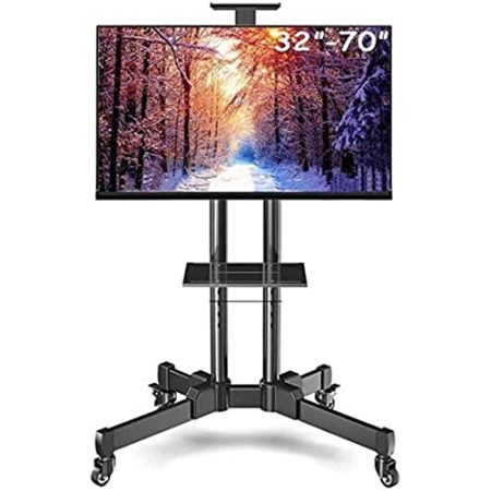 IATUPKE Universeller TV-Ständer, TV-Zubehör und -Teile, TV-Halterungen, Fernsehständer, extra hoher TV-Wagen mit Kabelmanagement, schwarzer TV-Ständer mit Stahlrollen auf Rädern, 32"-70"