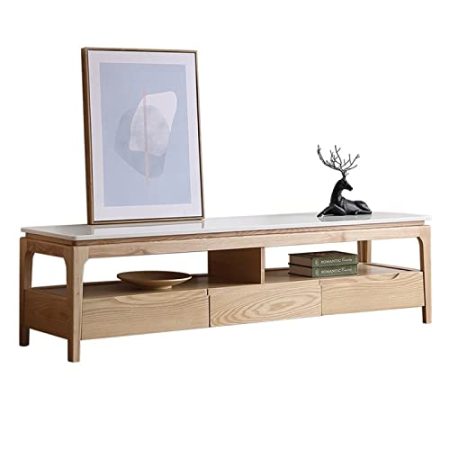 TV Lowboard Moderner TV-Ständer mit Marmorfurnier, minimalistischer Medienständer, TV-Konsolenschrank mit 3 Schubladen und offenen Regalen for das Wohnzimmer TV Schrank (Size : 200 * 45 * 45cm)