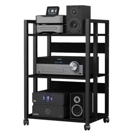YHWKGZ Hi Fi Rack, Audio Rack Hi Fi Regal mit Anti-Drop-Schallwand, 360° drehbaren beweglichen Rädern, großem Phonoschrank, for Verstärker-/Player-/TV-Zubehör(19.6x31.1/50x79cm)
