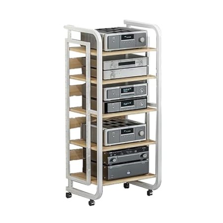 Audio Rack Hifi Regal Audio-Rack-Montageschrank Aus Stahl Und Massivholz, AV-Medienständer Mit Höhenverstellbaren Regalen, Mehrschichtiges Unterhaltungsregal For TV-Zubehör, Stereoständer Mit Universa