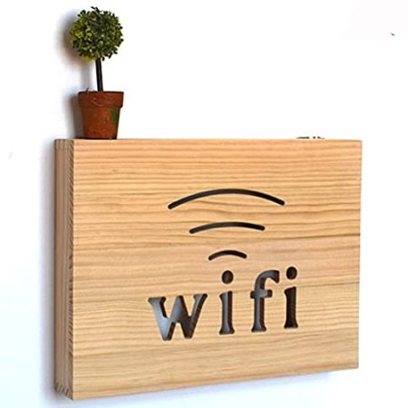 Wandhalterung für WLAN-Router, schwebendes Wandregal, Router-Aufbewahrungsbox, Regalhalterung für TV-Zubehör, WLAN-Router, TV-Box, Set-Top-Box, Spielekonsolen, TV-Zubehör (natürlich 37 x 45 cm)