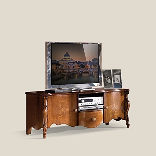 TV-Schrank 2 Türen 1 Schublade mit Fach und Gewinde aus Massivholz im klassischen Stil