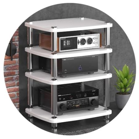 HIFI Audio Schrank Ständer für Plattenspieler - 1/2/3/4-lagiger MDF-Ständer mit stoßdämpfenden Füßen, Endstufe Regal Geräteschrank