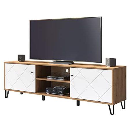 trendteam smart living - Lowboard Fernsehschrank Fernsehtisch - Wohnzimmer - Touch - Aufbaumaß (BxHxT) 183 x 56 x 40 cm - Farbe Artisan Eiche mit Weiß - 210232107