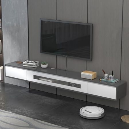 TV Schrank Hängender TV-Schrank im schlichten Stil, an der Wand montierter schwebender TV-Ständer, Aufbewahrungsregal für Wohnzimmer, Schlafzimmer, Medienraum mit Kabellöchern auf der Rückseite (A, 14