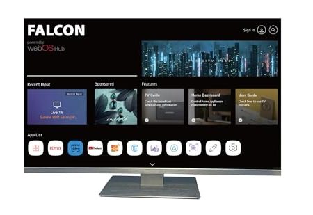 Falcon 22 Zoll Full HD LED Fernseher LG WebOS SMART WiFi Camping Wohnmobil 12V/24V,DVD Player, Bluetooth, HDMI, USB, Paramount Plus, Magenta, Netflix, Prime Video, Disney Plus, DAZN, IPTV Streaming