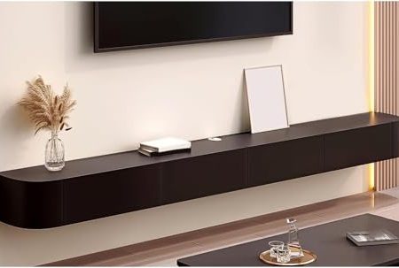 ZHENCHAO Schwebender TV-Schrank mit Schubladen, wandmontierte Medienkonsole, modernes Entertainment-Center, TV-Regal aus Holz, Aufbewahrung, TV-Tisch für Wohnzimmer und Schlafzimmer, weißer