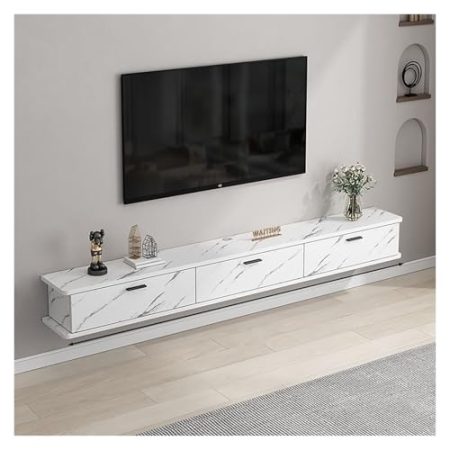 Generisch Schwebender TV-Ständer, an der Wand montiertes TV-Regal, Moderne Medienkonsole für Entertainment-Center mit Lagerschrank für Schlafzimmer, Wohnzimmer (weiß, 200 cm)