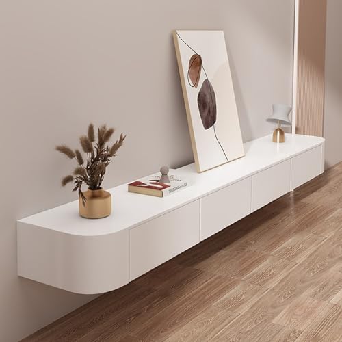 FCYNNV TV Schrank Schwebender TV-Ständer, an der Wand montierter TV-Schrank für Wohnzimmer, Schlafzimmer, Medienraum mit Kabellöchern auf der Rückseite (Größe: 140 x 20 x 24 cm)