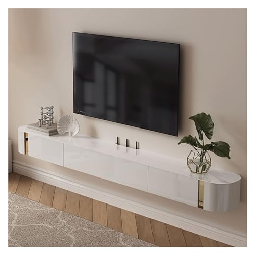 TV Schrank Hängend Luxuriöser moderner TV-Ständer, Entertainment-Center mit 2 Schubladen und Regalen, Medienkonsolentisch mit großem Fassungsvermögen, TV-Schrank mit Stauraum for das Wohnzimmer TV Low