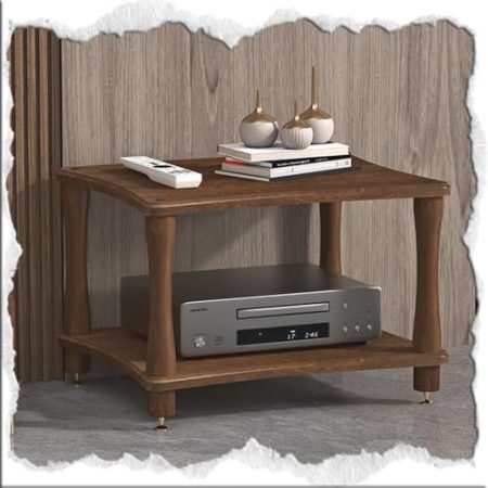 ILOOXI HiFi Rack Aus Holz, Plattenspieler Tisch, Audio-Video-Medienständer, 1 2 3 4 Ablagen Druckertisch, Audio-Regal Audio-Rack HiFi-Rack-AV-Regal Für Verstärker/Player/TV-Zubehör ﻿ ﻿(Walnut,2-Tier-h