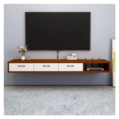TV Schrank Hängend Multifunktionaler, an der Wand montierter schwebender TV-Ständer aus Holz mit Aufbewahrungsschrank und Schublade, TV-Ständer for Schlafzimmer und Wohnzimmer, moderner Fernsehständer