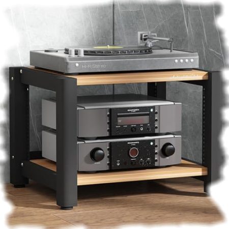 ILOOXI AV-Medienständer 2/3/4/5 Ebenen Audio Rack HiFi Regal, Höhenverstellbar HiFi-Racks Und Ständer, Eck-Stereo-Ständer, Für Verstärker/Player/TV-Zubehör ﻿(2 Tier-60x50x40cm)