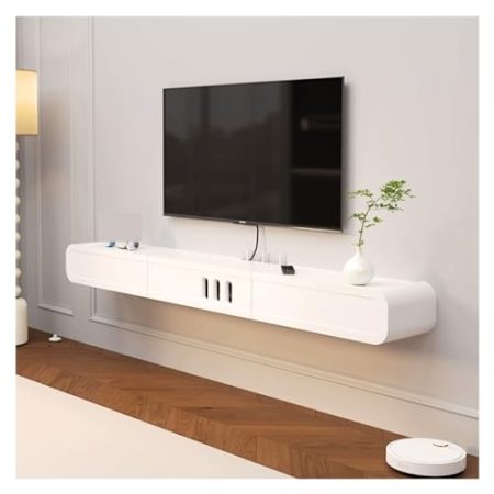 TV Schrank Board Sideboard Weißer schwebender TV-Ständer mit Medienschränken und Schubladen, wandmontierter TV-Ständer, Regalschrank, Entertainment-Center for Wohnzimmer, Schlafzimmer TV-Schrank(248*1