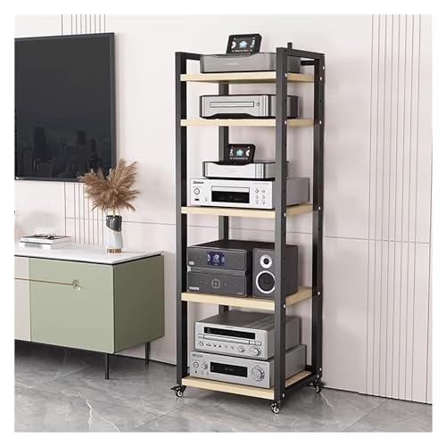 7-, 8-, 6- und 5-stufiges Rack/Schrank für Stereokomponenten, hoher, robuster Audio-Video-Medienständer mit verstellbarer Ablage, rollbares Regal für Stereokomponenten für Wohnzimmer/Zuhause
