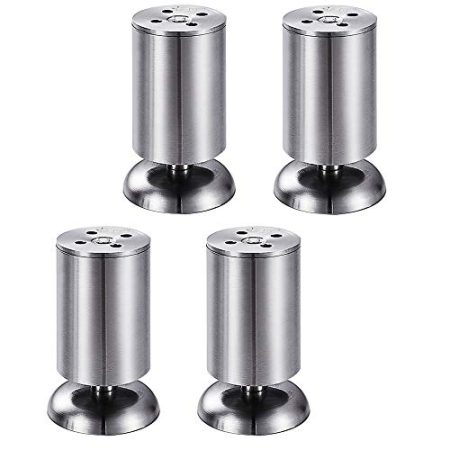 TONZN Möbelbeine, verstellbare Sofa-Stützfüße aus Edelstahl, DIY-Ersatzbeine aus Metall, Halterungen für TV-Schrank, Nachttisch, Schrauben und Hardware-Zubehör (Silber 18 cm)