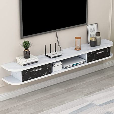 An der Wand montiertes TV-Regal, schwebender TV-Ständer/TV-Schrank-Komponentenregal, Entertainment-Center-Einheit, Medienkonsole, schwebender Schreibtisch-Aufbewahrungsschrank für Zuhause und Büro (C