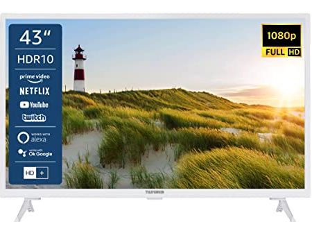 Telefunken XF43K550-W 43 Zoll Fernseher / Smart TV (Full HD, HDR, Triple-Tuner) - 6 Monate HD+ inklusive [2022] [Energieklasse E]