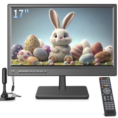 ZOSHING 17 Zoll (43,2 cm) 1080P Bildschirmfernseher, 17 Zoll kleiner Fernseher mit Freeview-Empfang und Antenne, AC/DC 12 V, HDMI-USB- und VGA-Eingänge für Wohnmobil, Schlafzimmer, UK 2023 (43,2 cm)