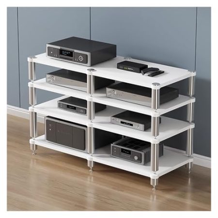 HDYZJQ HiFi Rack Regal für Audio-Medienkonsolen im Entertainment-Center, AV-Komponenten-Medienständer, Stereoschrank, Präsentationsständer für Radio, Stereoanlage, TV-Zubehör, Spielekonsole(White)