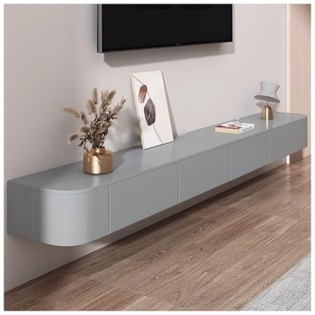Generisch Moderner schwebender TV-Schrank, wandmontierte Aufbewahrungseinheit, schwebende Regale mit Schublade, geräumige Entertainment-Medienkonsole, geeignet für Wohnzimmer und Büro (grau, 160 x 24
