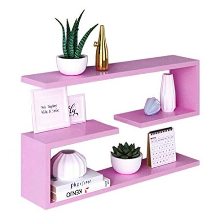 Generic TV-Decken-Wandhalterungen Set-Top-Box-Regal Schwebendes Regal TV-Konsolen-Wandregal Multimedia-Zubehör, 4 Farben Funktionales Aufbewahrungsregal (Color : Pink)