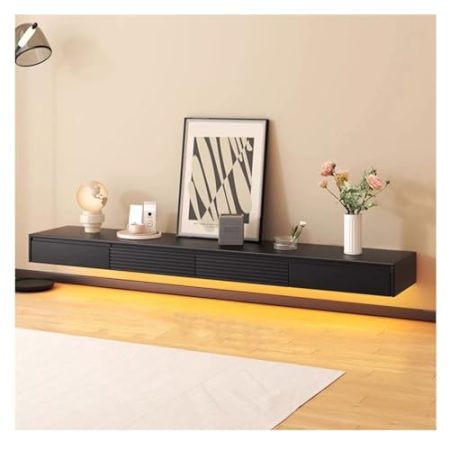 TV Lowboard Hängend Luxuriöses Schwebendes TV-Regal, 78,7-Zoll-TV-Ständer Zur Wandmontage, Schwebender TV-Schrank, Konsole, Medienunterhaltung Unter Dem TV-Regal For Schlafzimmer, Wohnzimmer, Mit LED-