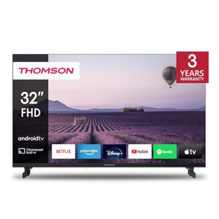 Thomson 32 Zoll (80 cm) Full HD LED Fernseher Smart Android TV (WLAN, HDR, Triple Tuner DVB-C/S2/T2, Sprachsteuerung) – 32FA2S13-2023