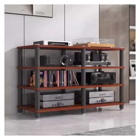 4-stufiger Home-Entertainment-Medien-TV-Stereoständer, Eck-Audio-Video-Tower-Rack-Komponentenschrank, Plattenspieler, Plattenspieler, Verstärker, Receiver-Regal, Spielkonsolen-Aufbewahrungse