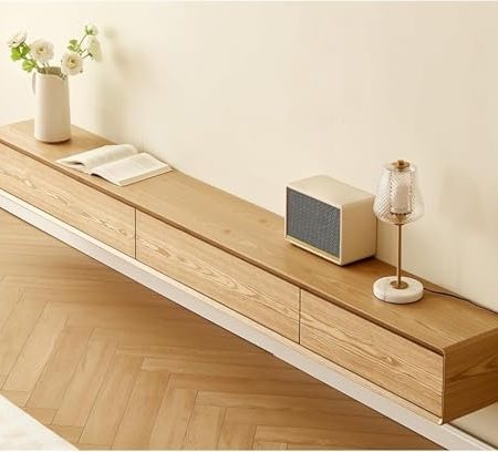 ZHENCHAO Moderner weißer TV-Ständer mit Türen und Schubladen, an der Wand montierter TV-Schrank für Wohnzimmer und Schlafzimmer, Medienkonsolentisch, Home-Entertainment-Center, TV-Aufbewahr