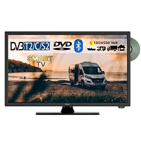 Gelhard GTV2456 LED Smart TV 24 Zoll mit DVD und Bluetooth DVB-S2/C/T2 für 12V u. 230Volt WLAN Full HD