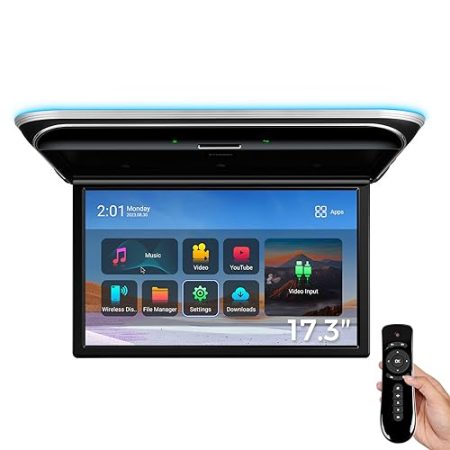 XTRONS 17,3 Zoll Auto Overhead FHD 1080P IPS Bildschirm Octa-Core 2+32 Android Autodach-Multimedia-Player mit hervorragender für Sound und Bildschirmspiegelung HDMI/USB/AV/FM/IR