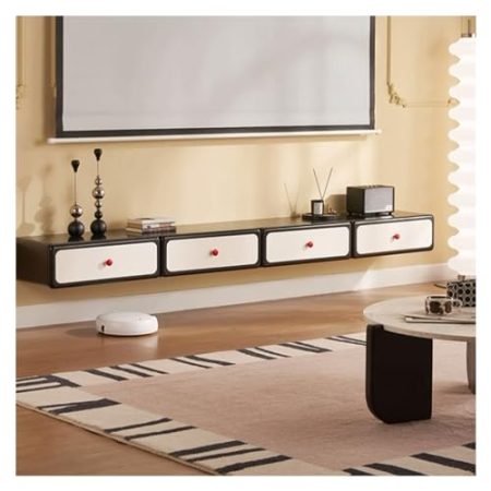 TV Lowboard Hängend Schwebender TV-Ständer, wandmontiertes Entertainment-Center, TV-Medienkonsole, schwebende Regale mit 2 Türen und 2 Schubladen, schwebender TV-Schrank, großes Aufbewahrungs-TV-Regal