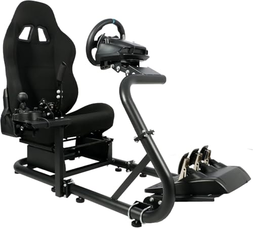 Dardoo Racing Simulator Cockpit mit verstellbarem Sitz Fit für Logitech/Thrustmaster/Fanatec G923 G29 G920 Fahrsimulator Cockpit Stahlrahmen Racing Simulator Setup ohne Rad, Pedal und Handbremse