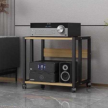 AV-Media-Ständer mit Rädern, Audio-Ständer für Plattenspieler, Stereo-Rack mit reichlich Stauraum, 3/4/5/6 Ebenen, Stereo-Ständer, Audio-Tower für Heimbüro und Theater, einfach zu montieren