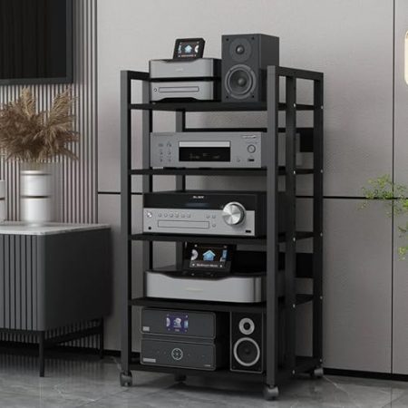 YHWKGZ Hi Fi Rack, Audio Rack Hi Fi Regal mit Anti-Drop-Schallwand, 360° drehbaren beweglichen Rädern, großem Phonoschrank, for Verstärker-/Player-/TV-Zubehör(19.6x39.3/50x100cm)