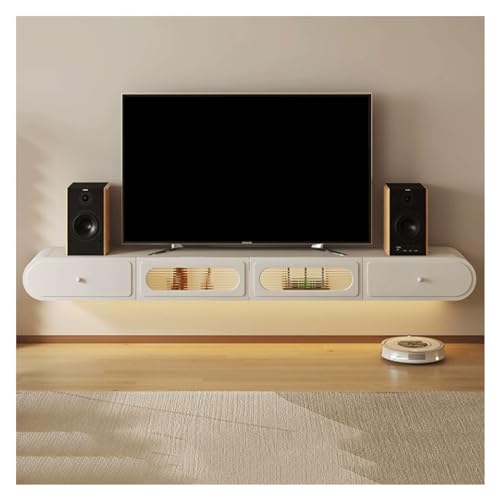 Fernsehschrank Ultradünner schwebender 78,7-Zoll-TV-Ständer mit LED-Leuchten, hängender TV-Schrank, Entertainment-Center-Medienkonsole, wandmontierter Regal-Medienkonsolenschrank mit großem Stauraum f