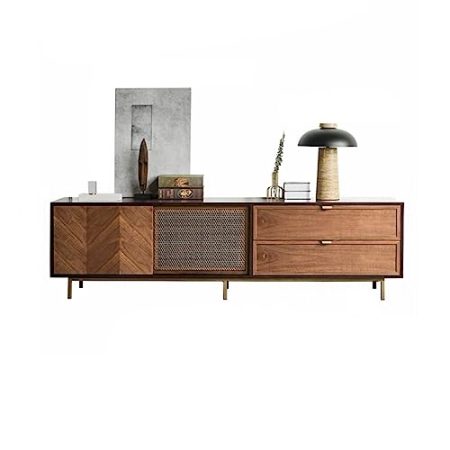 ARINAL Moderner TV-Ständer Nordic Retro Kupfer Mesh TV Schrank Wohnzimmer Entertainment-Center Locker Haushalt Einfache Sideboard Medienkonsole