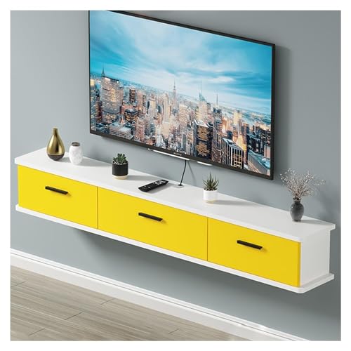 TV Schrank Schwebender TV-Wandschrankständer, an der Wand montierte Medienkonsole mit Kabellöchern für die Steckdose, modernes Aufbewahrungsregal für Entertainment-Center für Wohnzimmer, Schlafzimmer