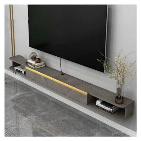 TV Schrank Hängend Wandmontierter schwebender TV-Ständer, modernes schwebendes Unter-TV-Regal mit herunterklappbarer Tür und offenem Ablagefach, Entertainment-Center-Konsolenschrank mit Stauraum for W