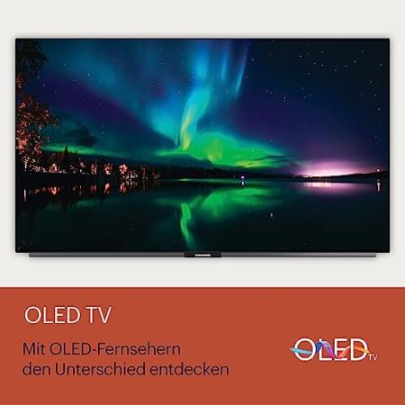 Grundig 65 GOB 9480 Fernseher 65 Zoll (164 cm) Google TV, OLED TV, 4K UHD, Dolby Vision IQ, Dolby Atmos, 60 W Sound, Hey Google Sprachsteuerung, Smart TV, Bluetooth, Silber