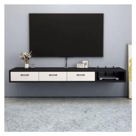 TV Schrank Hängend Multifunktionaler, an der Wand montierter schwebender TV-Ständer aus Holz mit Aufbewahrungsschrank und Schublade, TV-Ständer for Schlafzimmer und Wohnzimmer, moderner Fernsehständer