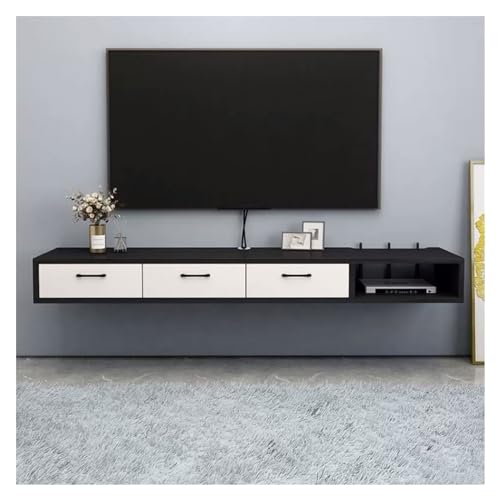 TV Schrank Hängend Multifunktionaler, an der Wand montierter schwebender TV-Ständer aus Holz mit Aufbewahrungsschrank und Schublade, TV-Ständer for Schlafzimmer und Wohnzimmer, moderner Fernsehständer