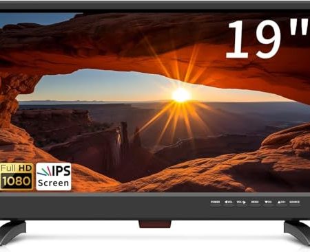 ZOSHING TV 19 Zoll,Kleiner IPS Full 1080p Fernseher, Built-in Digital Tuner T2, HDMI, USB Input, AC Power/12 V Automotive Cables- for Caravans-Schlafzimmer