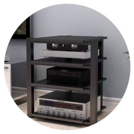 HiFi-Rack AV-Regal, 2/3/4-stufiger TV-Ständer Multifunktionale MDF-Regale Für AV-Verstärker Professionelles Lautsprecher-Tablett Stativ Lautsprecher-Rack Verstärker-Rack ( Color : Schwarz , S : 70*55